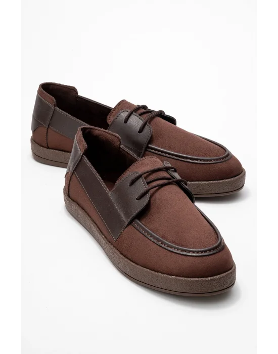 Rosa Erkek Acı Kahve Süet Garnili Bağcıklı Loafer Günlük Casual Ayakkabı