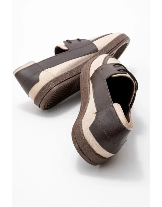 Rosa Erkek Bej Süet Garnili Bağcıklı Loafer Günlük Casual Ayakkabı