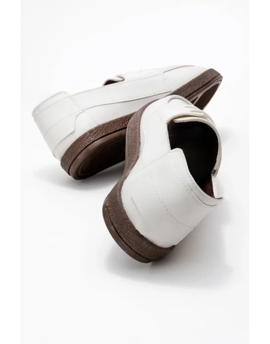 Rosa Erkek Suni Beyaz Deri Bağcıklı Loafer Günlük Casual Ayakkabı
