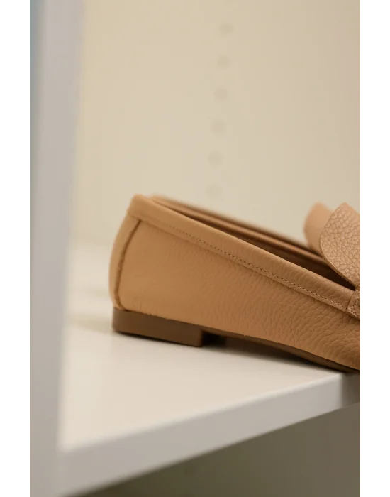 Hakiki Deri Kadın Alvin Nude El yapımı Babet