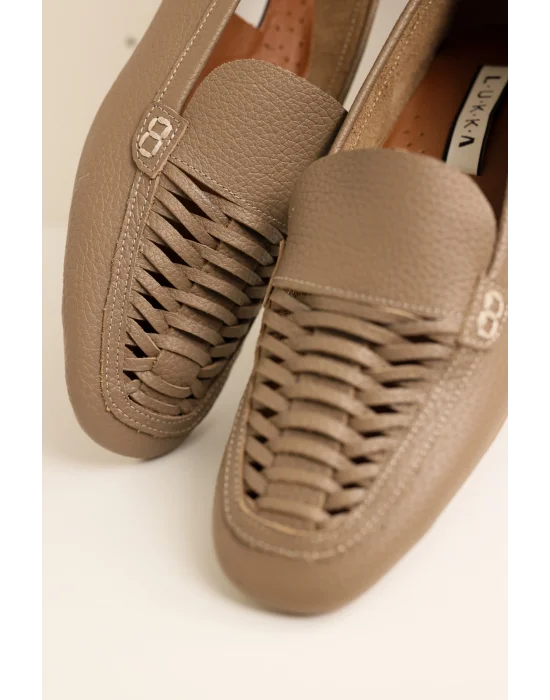 Hakiki Deri Kadın Alvin Vizyon El yapımı Babet