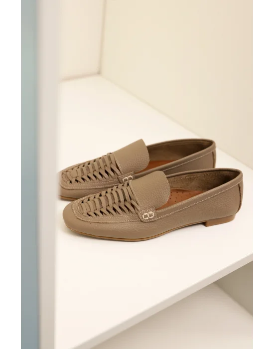 Hakiki Deri Kadın Alvin Vizyon El yapımı Babet