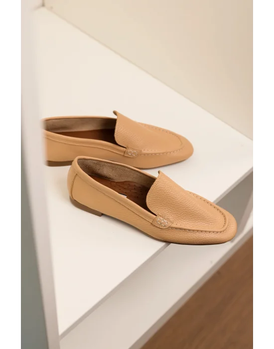 Hakiki Deri Kadın Abay Nude Saraçlı Babet