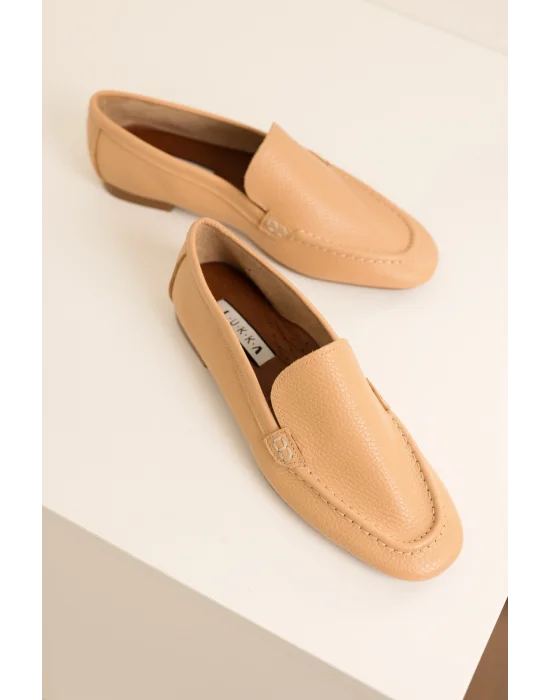 Hakiki Deri Kadın Abay Nude Saraçlı Babet