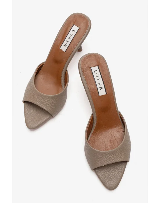 Hakiki Deri Aria Kadın Vizyon Tek Yüz Topuklu Terlik