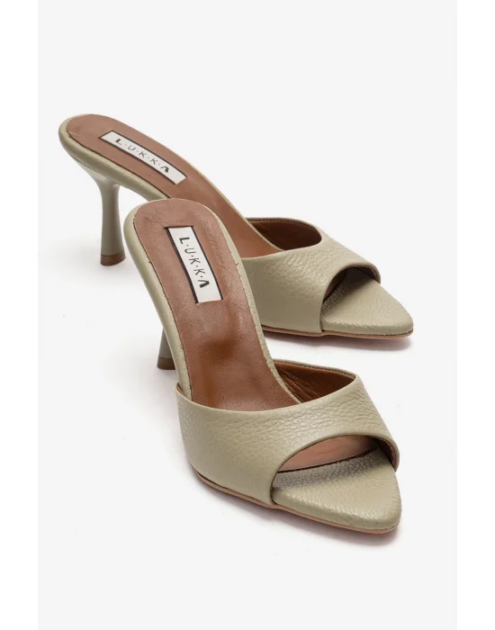 Hakiki Deri Aria Kadın Avakado Tek Yüz Topuklu Terlik