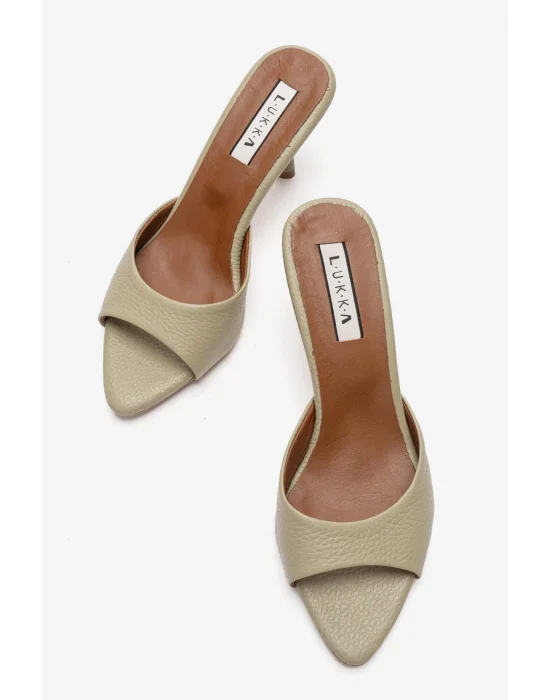 Hakiki Deri Aria Kadın Avakado Tek Yüz Topuklu Terlik