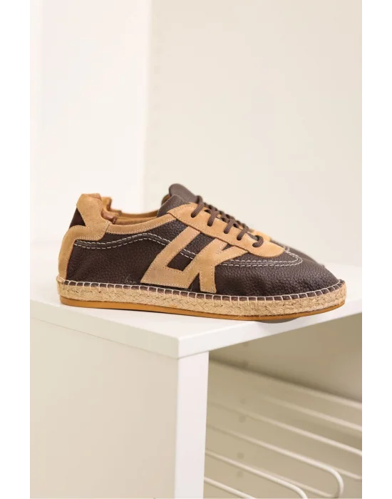 Hakiki Deri Chester Acı Kahve Bağcıklı Spor Espadril