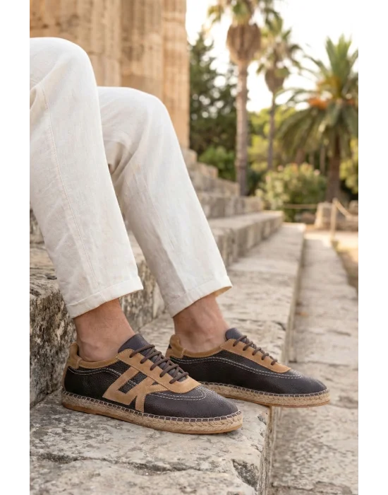 Hakiki Deri Chester Acı Kahve Bağcıklı Spor Espadril