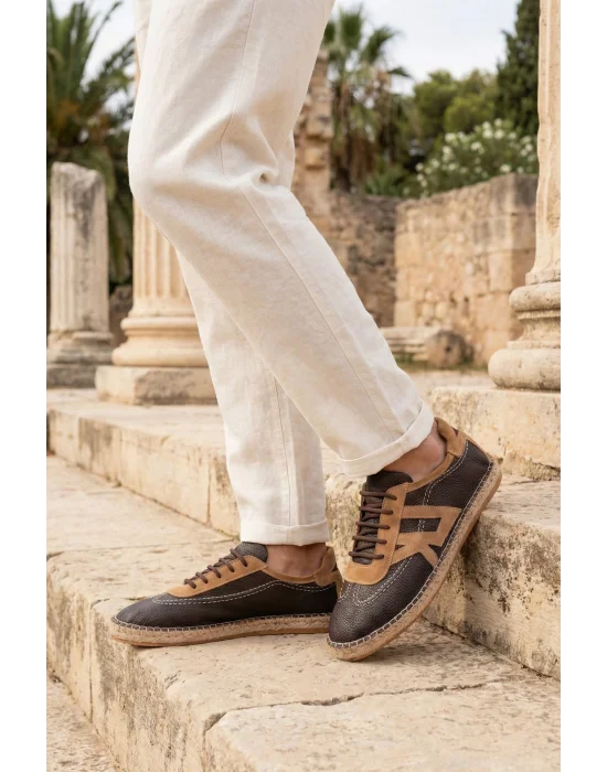 Hakiki Deri Chester Acı Kahve Bağcıklı Spor Espadril