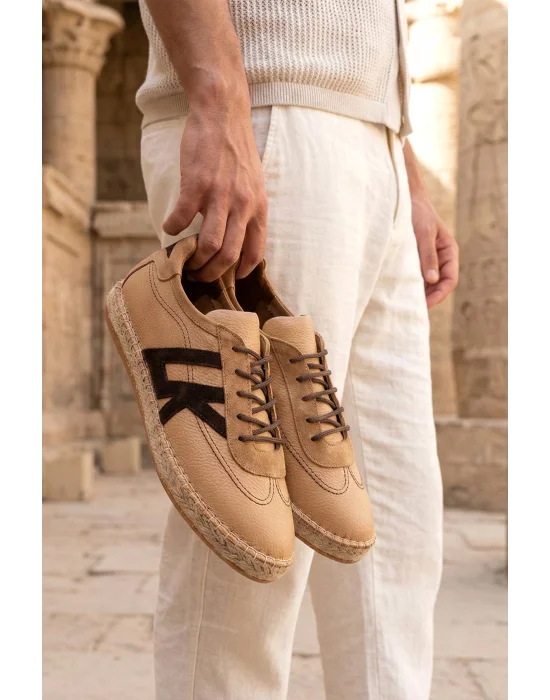 Hakiki Deri Chester Nude Bej Bağcıklı Spor Espadril