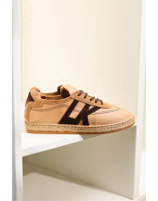 Hakiki Deri Chester Nude Bej Bağcıklı Spor Espadril