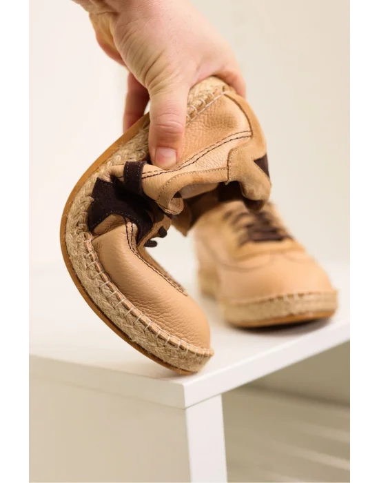 Hakiki Deri Chester Nude Bej Bağcıklı Spor Espadril