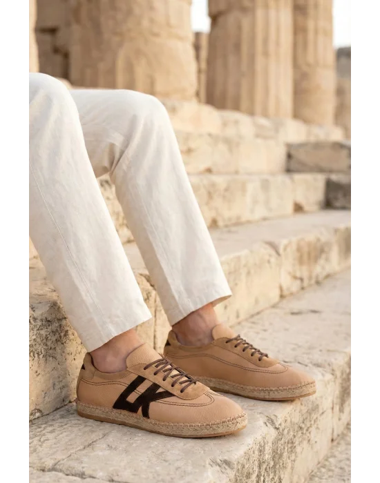 Hakiki Deri Chester Nude Bej Bağcıklı Spor Espadril