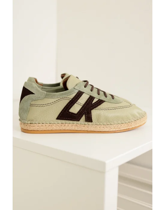 Hakiki Deri Chester Avakado Bağcıklı Spor Espadril