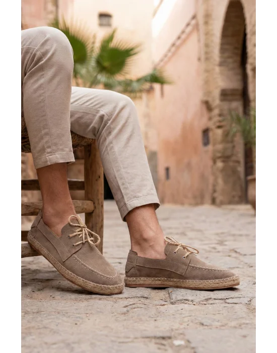 Sahra Erkek Suni Deri Bağcıklı Espadril