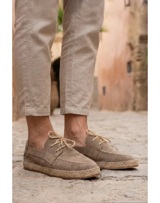 Sahra Erkek Suni Deri Bağcıklı Espadril