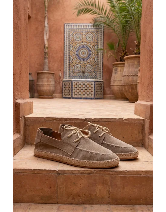 Sahra Erkek Suni Deri Bağcıklı Espadril