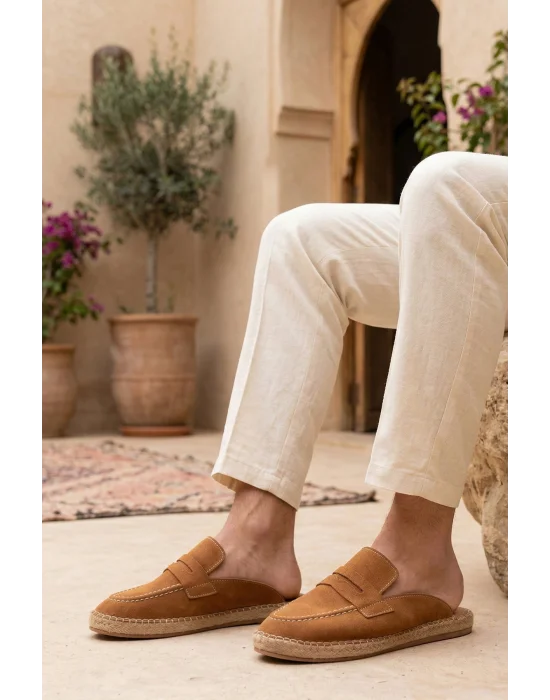 Amaya Erkek Deri Tozu Taba El yapımı Terlik