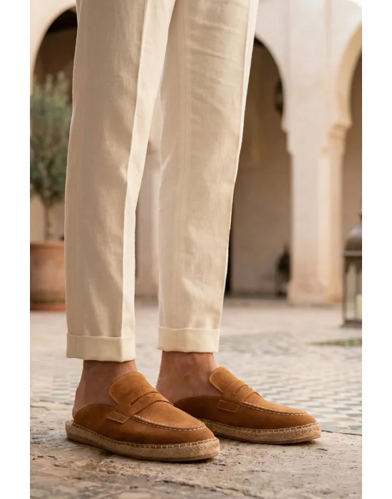 Amaya Erkek Deri Tozu Taba El yapımı Terlik