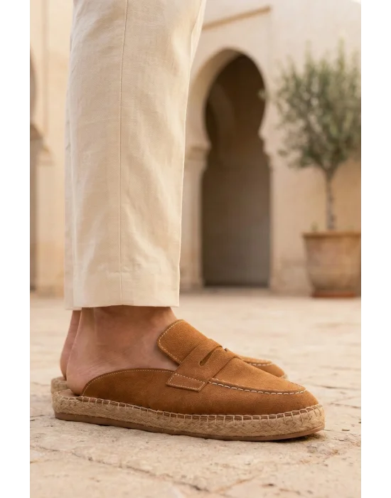 Amaya Erkek Deri Tozu Taba El yapımı Terlik