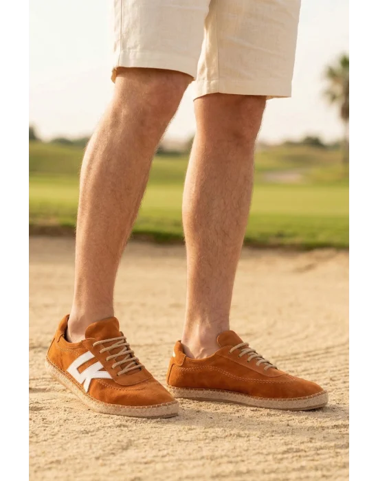 Hakiki Deri Chery Tarçın Süet Bağcıklı Espadril