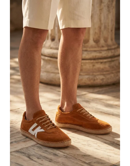 Hakiki Deri Chery Tarçın Süet Bağcıklı Espadril