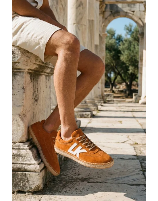 Hakiki Deri Chery Tarçın Süet Bağcıklı Espadril