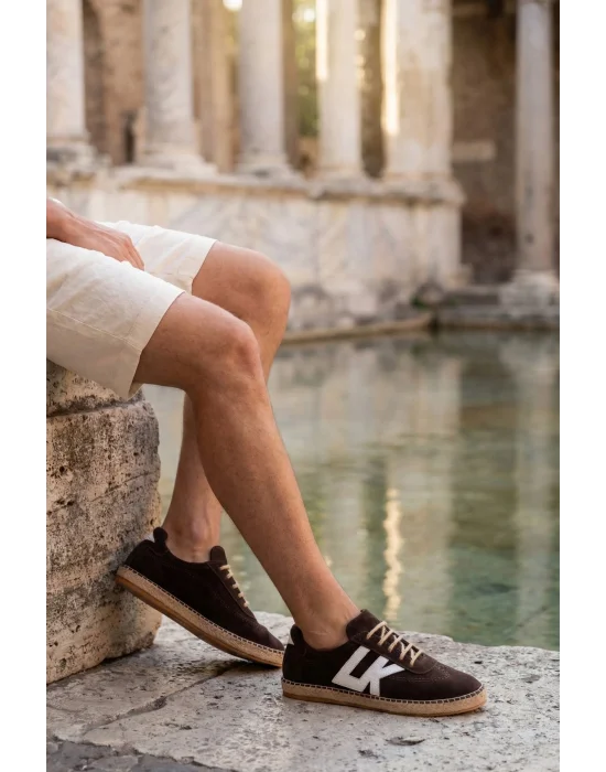 Hakiki Deri Chery Acı Kahve Süet Bağcıklı Espadril