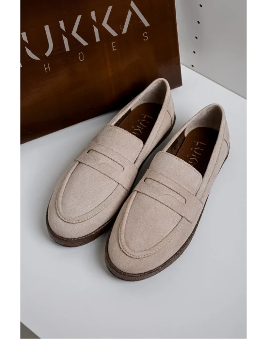 Livya Erkek Bej Süet Loafer Ayakkabı