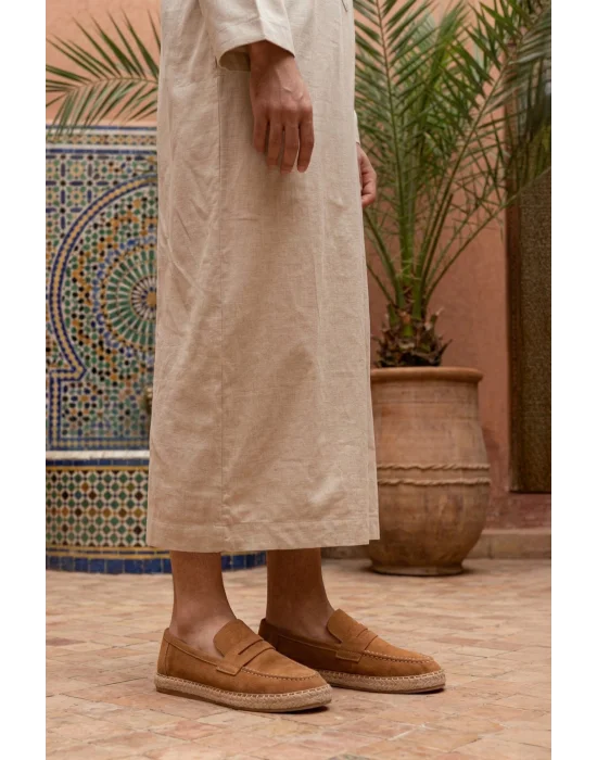 Lotus Erkek Suni Deri Taba Loafer Espadril