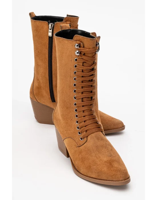 Maria Kadın Taba Süet Bağcıklı Postal Western Dallas Bot