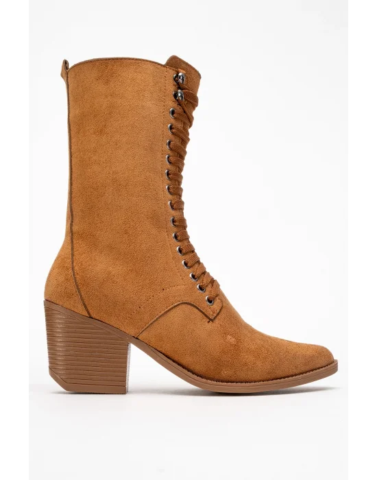 Maria Kadın Taba Süet Bağcıklı Postal Western Dallas Bot