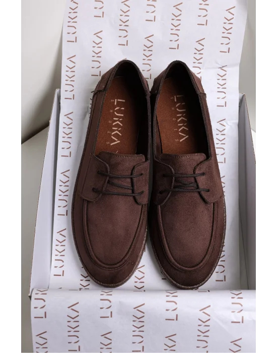 Rosa Erkek Acı Kahve Süet Bağcıklı Loafer Günlük Casual Ayakkabı