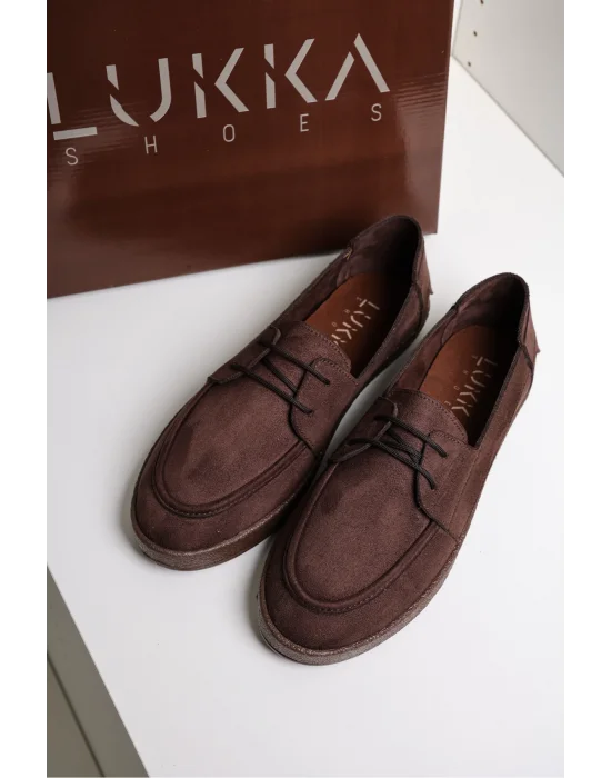 Rosa Erkek Acı Kahve Süet Bağcıklı Loafer Günlük Casual Ayakkabı