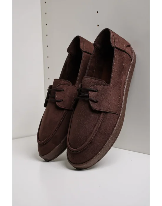 Rosa Erkek Acı Kahve Süet Bağcıklı Loafer Günlük Casual Ayakkabı