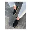 Lotus Erkek Suni Deri Siyah Loafer Espadril