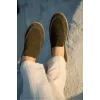 Rose Haki Hakiki Deri Süet Erkek Loafer ayakkabı espadril
