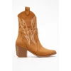 Carla Kadın Taba Süet Nakışlı Dallas Western Kovboy Bot