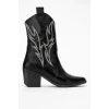 Carla Kadın Siyah Cilt Nakışlı Dallas Western Kovboy Bot