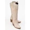 Valeria Kadın Bej Nakışlı Kovboy Western Dallas Çizme