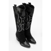 Valeria Kadın Siyah Nakışlı Kovboy Western Dallas Çizme