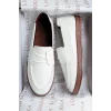 Rosa Erkek Suni Beyaz Deri Bağcıklı Loafer Günlük Casual Ayakkabı