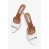 Hakiki Deri Aria Kadın Beyaz Tek Yüz Topuklu Terlik