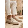 Lotus Erkek Suni Deri Bej Loafer Espadril