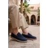 Lotus Erkek Suni Deri Lacivert Loafer Espadril