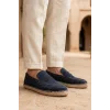 Lotus Erkek Suni Deri Lacivert Loafer Espadril