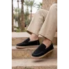 Lotus Erkek Suni Deri Siyah Loafer Espadril