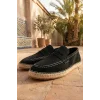 Lotus Erkek Suni Deri Siyah Loafer Espadril