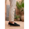 Lotus Erkek Suni Deri Siyah Loafer Espadril